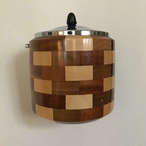 Lancraft Vintage Retro Teak Timber Wood Chrome Lid Ice Bucket
